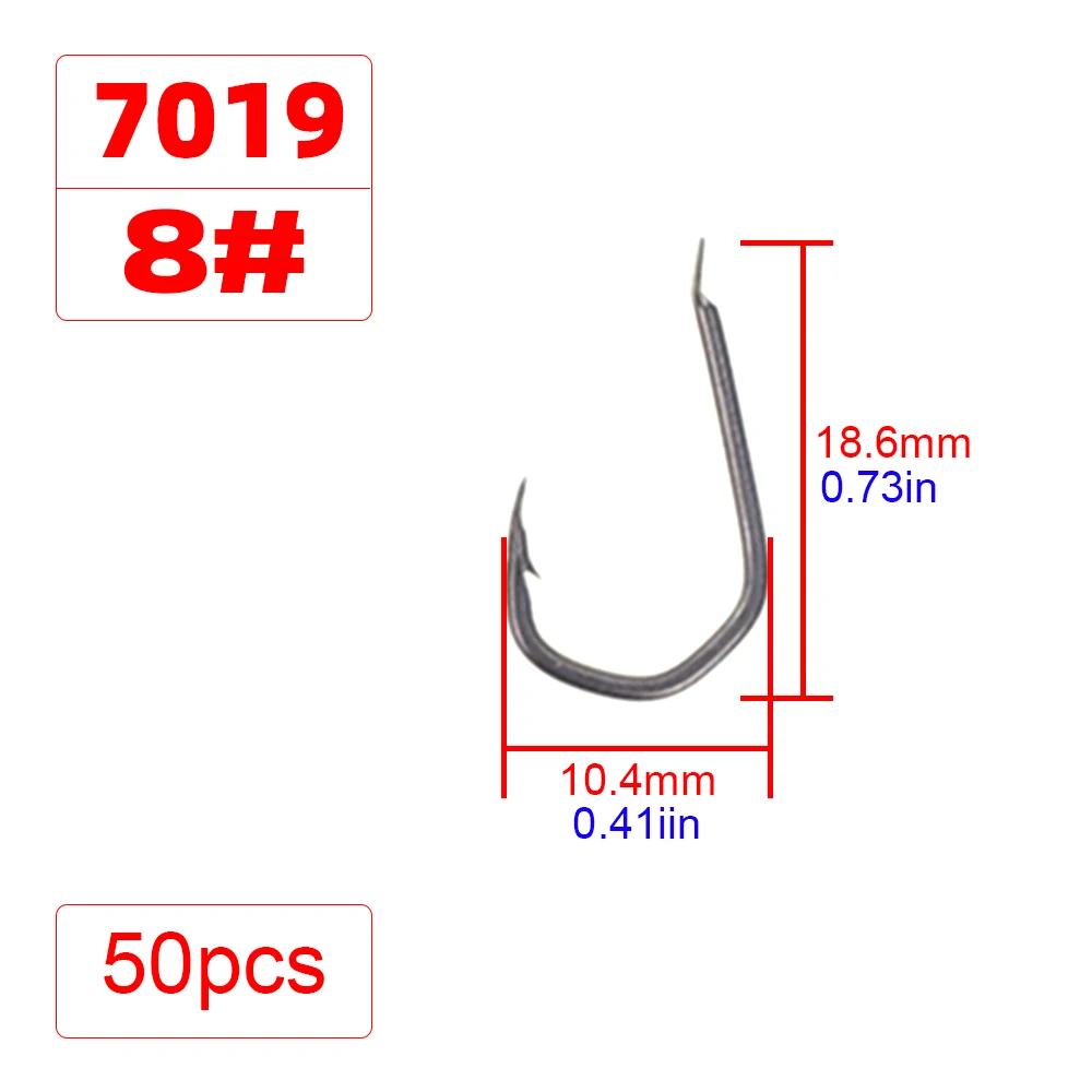 Hirisi 50 Stück Karpfenangeln Pinpoint-Klauenhaken mit Widerhaken, Mikro-Widerhaken, PTFE-Beschichtung, Hartstahl-Edelstahl 7019