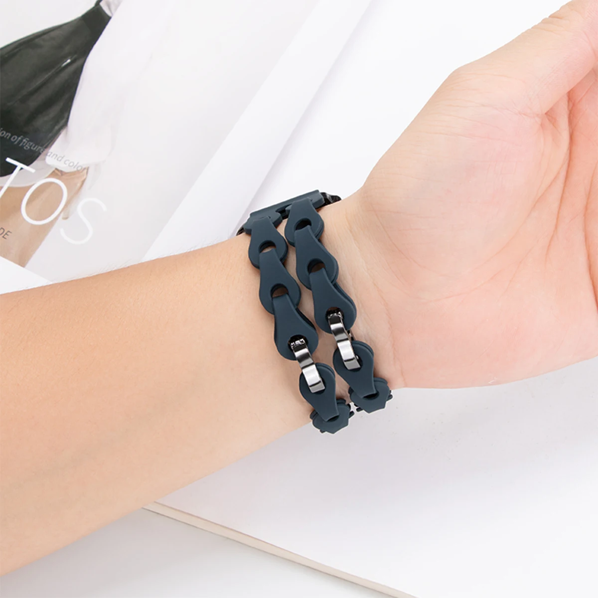 22mm 20mm Chain Strap for Samsung Galaxy Watch 7 6 5 4 44MM 40mm 6Classic 43mm 47mm Silicone Band for Amazfit GTR 4/GTS Bracelet