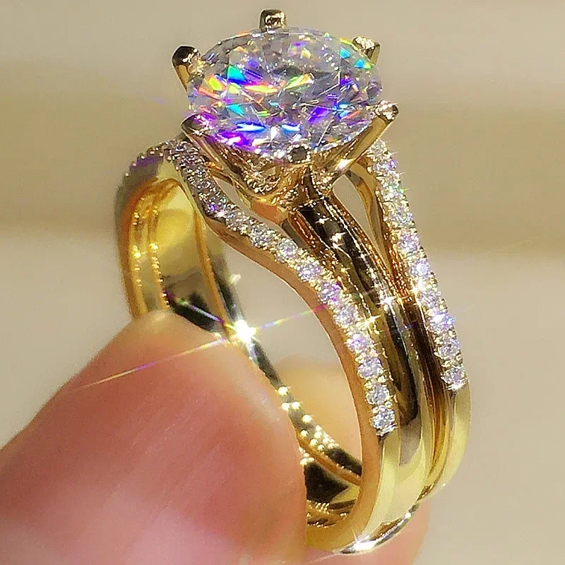 Unique Rose Gold Color Rings for Women Classic 6 Claws Designed Cubic Zirconia Rings Wedding Engagement Bands Hot Jewelry DailyO image 6