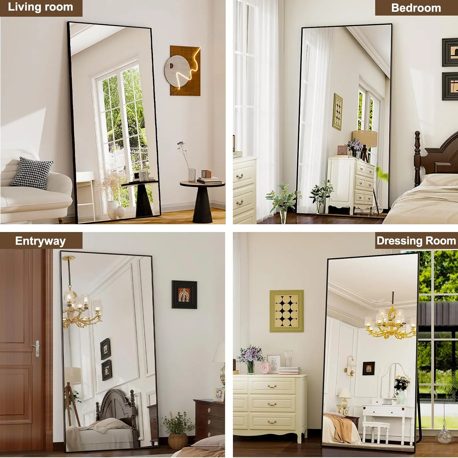 71"x31" Full Length Mirror Extra Large Hanging or Leaning Rectangle Mirror Aluminum Alloy Thin Frame Bedroom Floor Dress