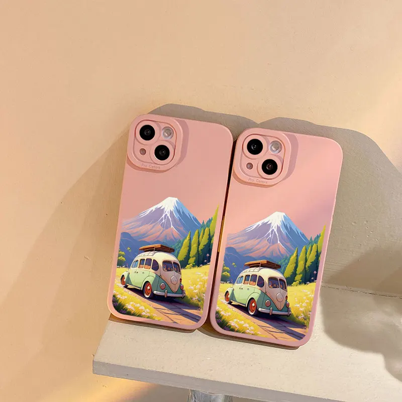 Phone Case for iPhone 11 12 13 14 Pro Max 7 8 Plus SE 2020 X XR XS Cover Travel Mountain Scenery Soft Silicone Back Shell Fundas