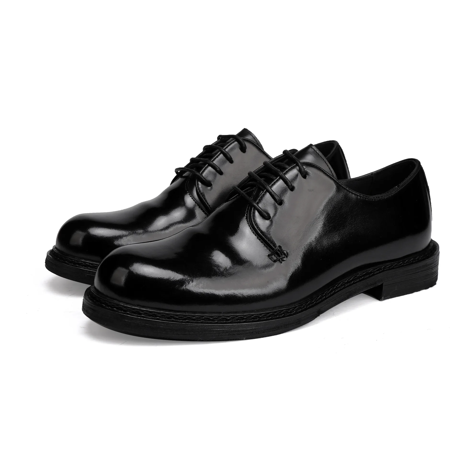 

**Men's Formal Derby Shoes, Goodyear Welt Cordovan Leather Sole for Business, Sophisticated Black Horsehide & Smart Casual Style