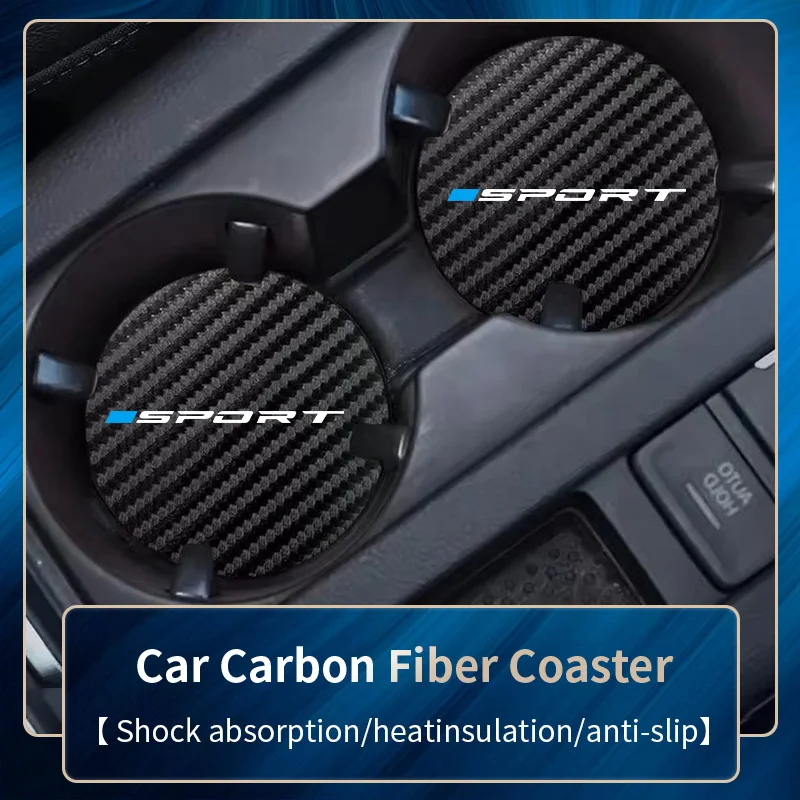 

1-Pair Carbon Fiber Pattern Car Cup Mat Interior Anti Slip Mat Single Blue SPORT Car Cup Mat Fashion Universal