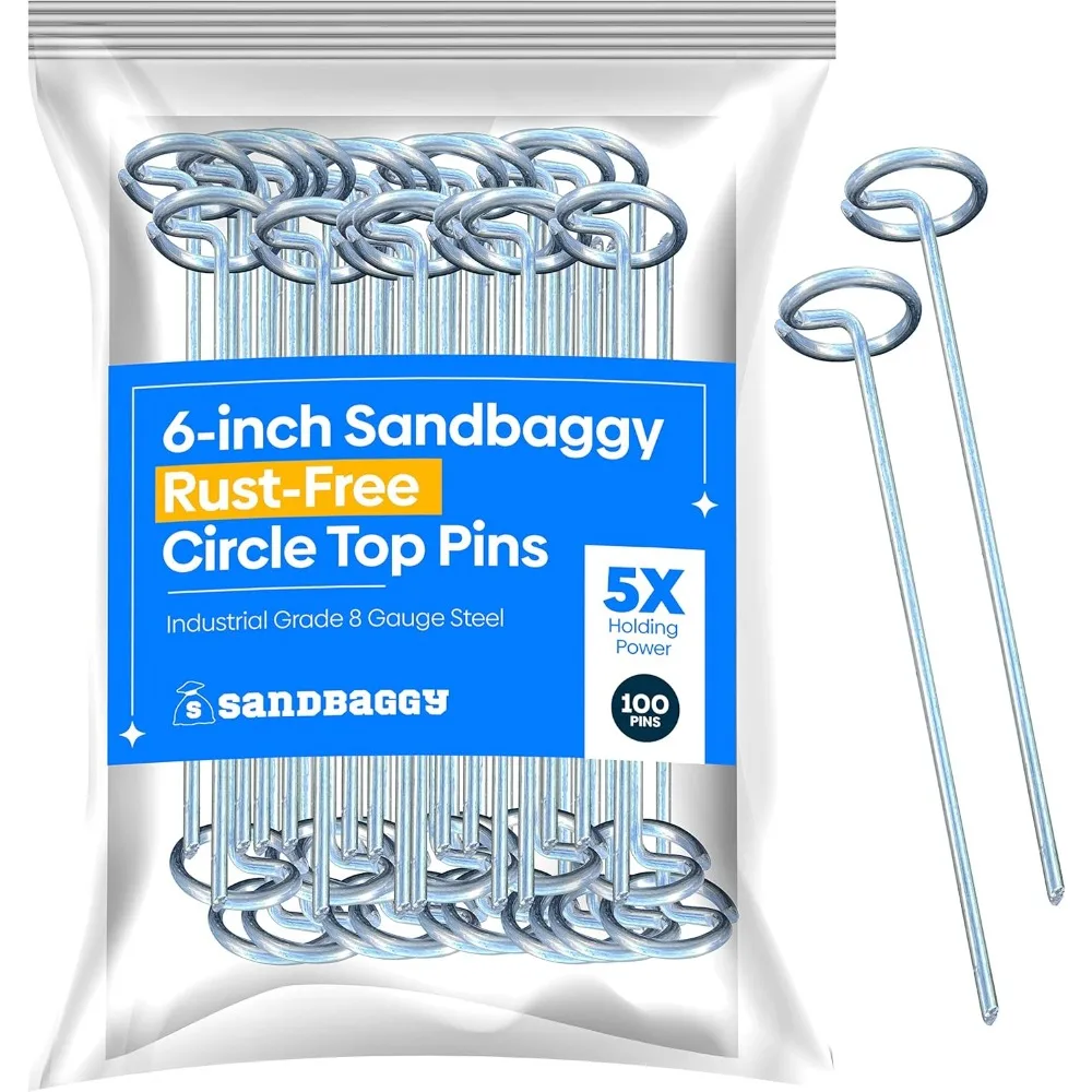 

6-inch Galvanized Landscape Staples - Heavy Duty Garden Pins for Fabric, Turf & Decorations (100 Pack)