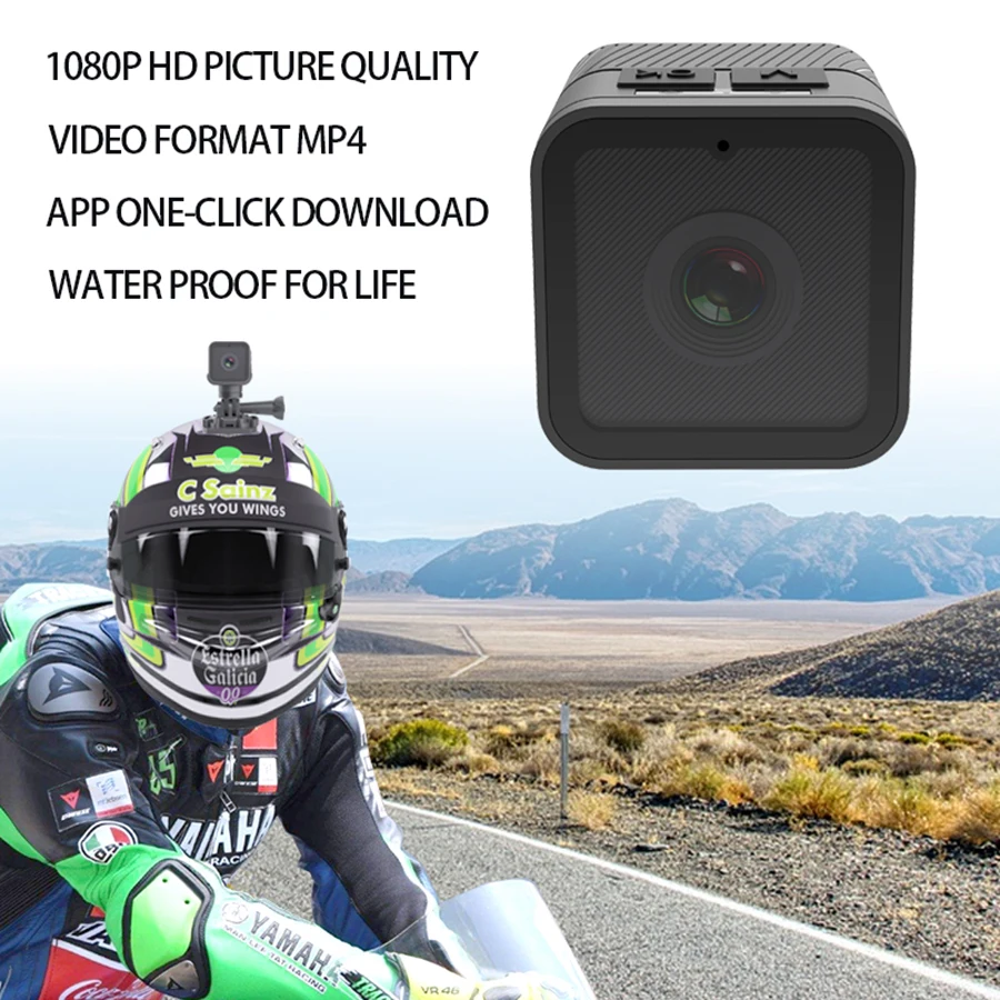 Equipped with WiFi waterproof camera, high-definition 1080P portable sports mini camera, motorcycle and bicycle driving recorder