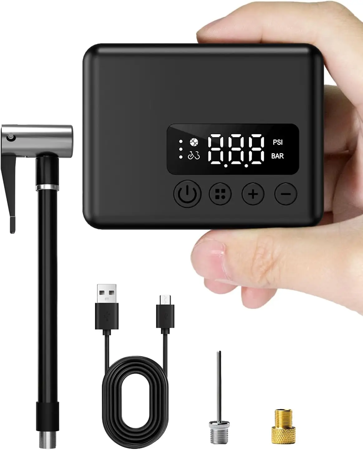 

Mini Bike Pump 30s Fast Inflate with Gauge, 150PSI Portable Pump for Road, Mountain, E-Bike, Motorcycle, Balls