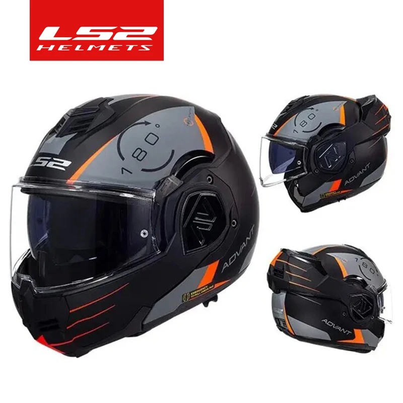 LS2 FF906 Advant Flip Up Full Face Helmets Motorcycle Modular Double Visor Helmet built-in Lens ECE Capacete Casque Casco Moto