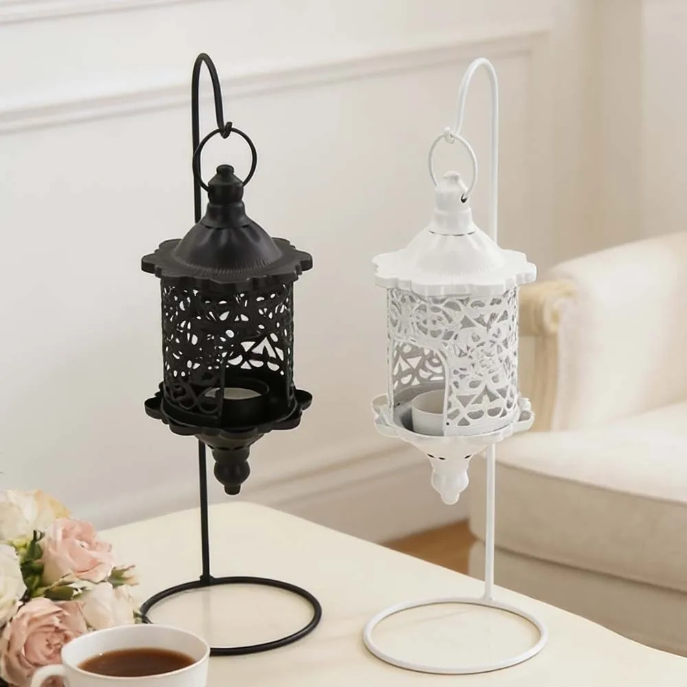 Chandelier en métal ajouré vintage de luxe, support de bougie romantique en fer, artisanat baroque, pour chambre à coucher
