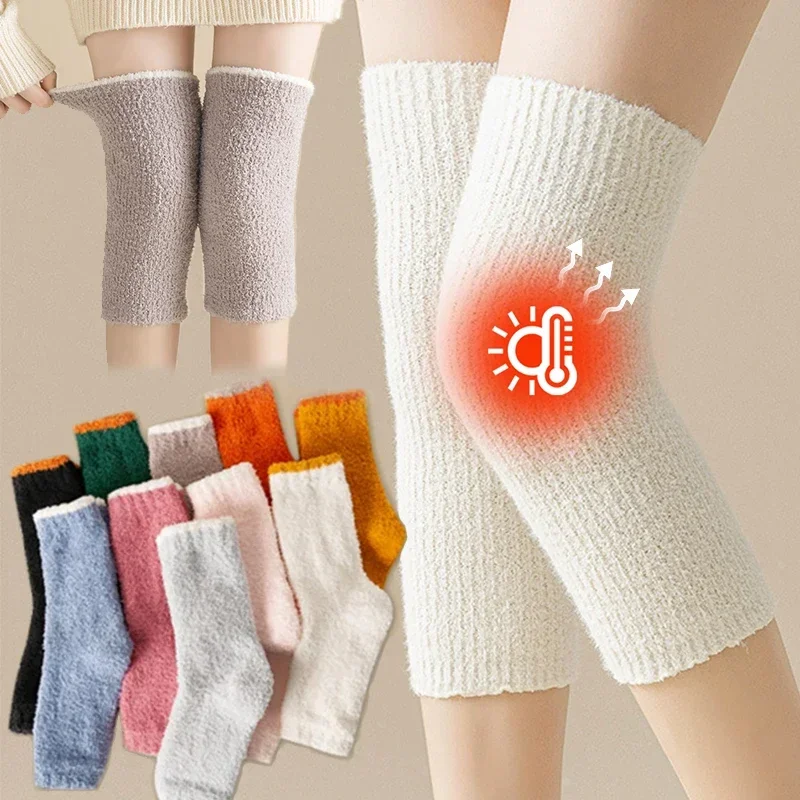 

Новые модные зимние теплые наколенники для женщин и мужчин, наколенники для взрослых от артрита, наколенники для поддержки колена, защита для бега из кроличьего меха