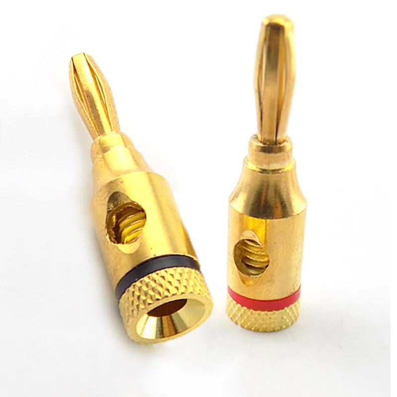 

4mm Banana Plug For Speaker Terminal/Amplifier per set red black Gold-Plated Connector