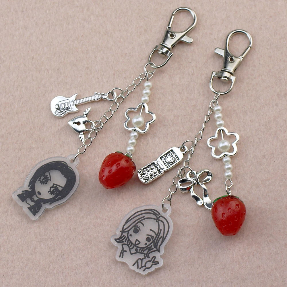 Super Cute Ai Yazawa Osaki Nana Anime Nana Hachi Matching Phonecharm Heart Strawberry Pendant Keychain Y2K Handmade ﻿