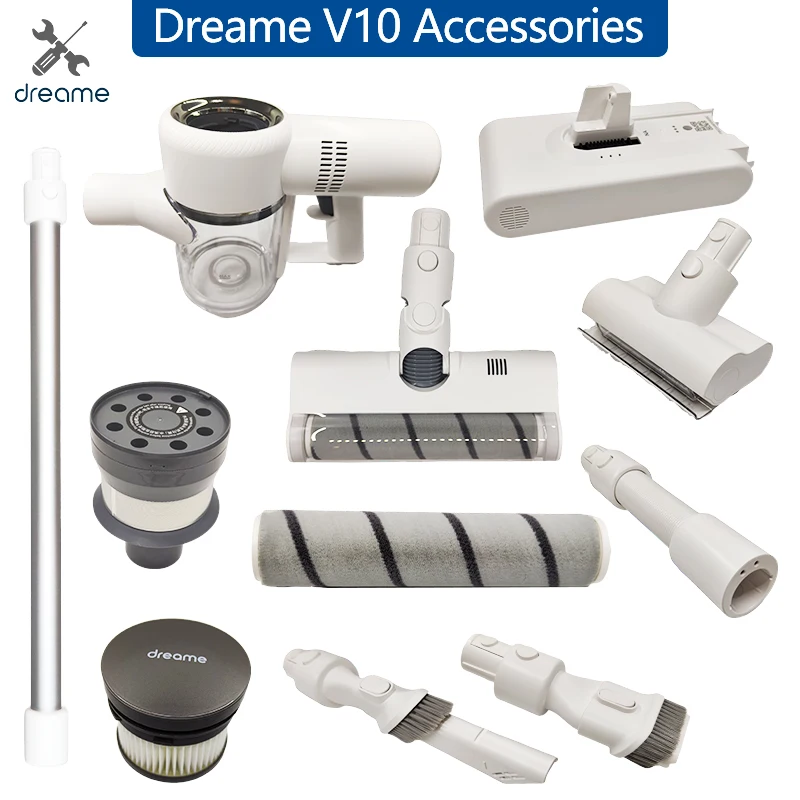 Original Dreame V10 Accessories HEPA Filter Roller brush Motor Dust cup Tube Host Main brush Charging Base