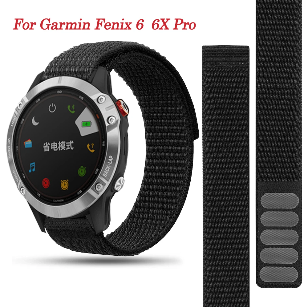 26mm 22mm Hook Loop Nylon Strap Watchband For Garmin Fenix 6X 6 Pro 5X 5 Plus 7X 7 Epix 2 Instinct 2 2X Watch Bracelet Accessory