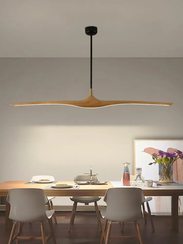 Walnut restaurant pendant light new minimalist one word pendant light Zen tea room dining room long island table table light