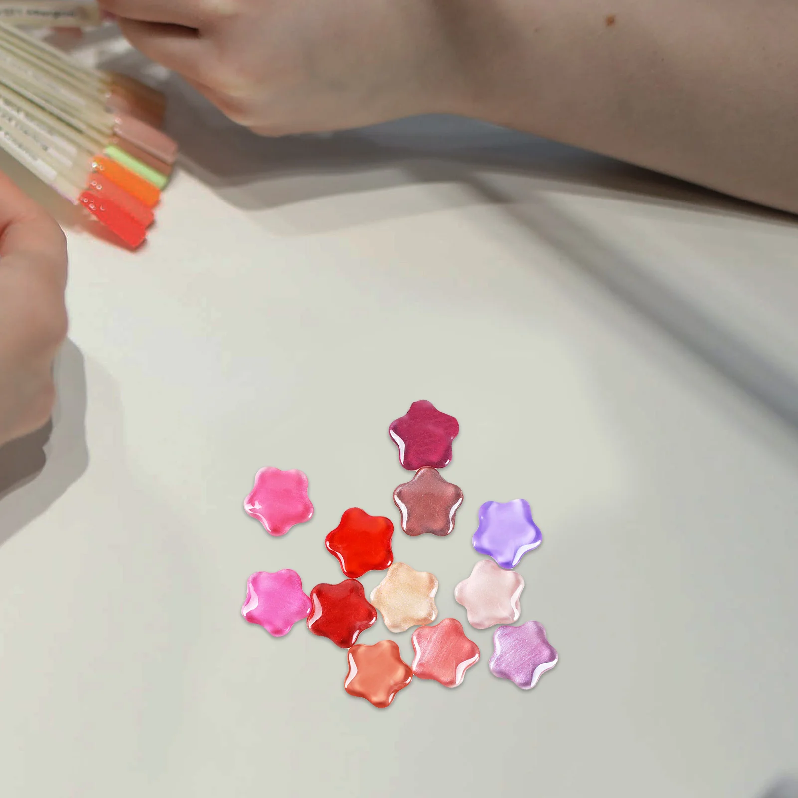 Verre Transparent en forme de fleur de prunier, 20 pièces, pour présentoir de vernis à ongles, projets artisanaux de bijoux à faire soi-même, carte à ongles en verre de fleur en céramique