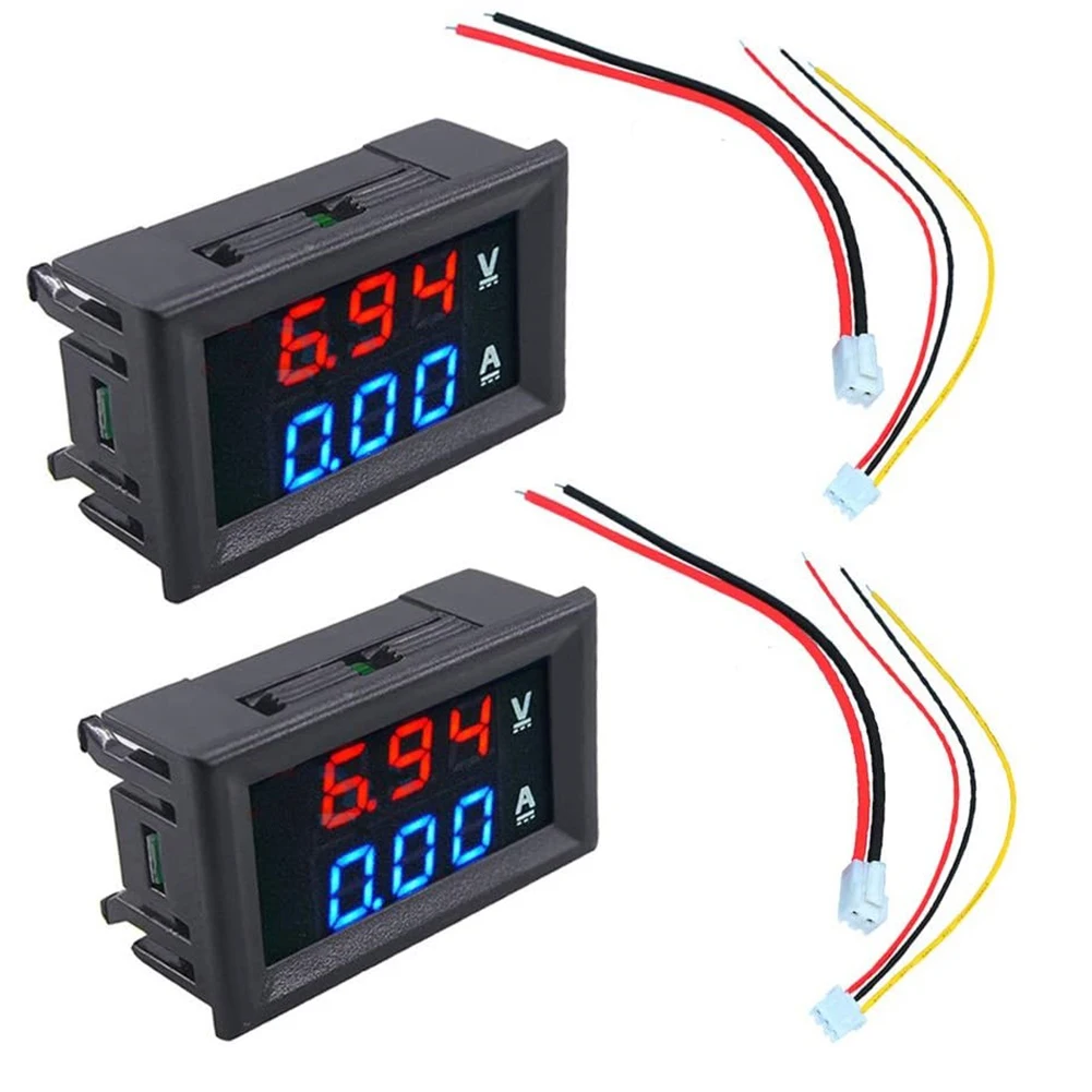 2/5pcs DC100V 10A Dual Display Current Voltage Meter Digital Panel Amp Meter For Automotive Electric Cars