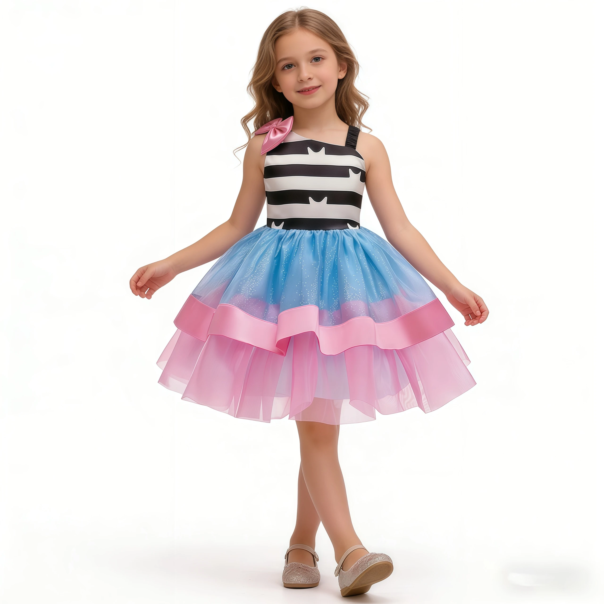 Summer Baby Girls Sleeveless Cat Mesh Tutu Princess Dresses For Children Birthday Party Halloween Cosplay Carnival Costume