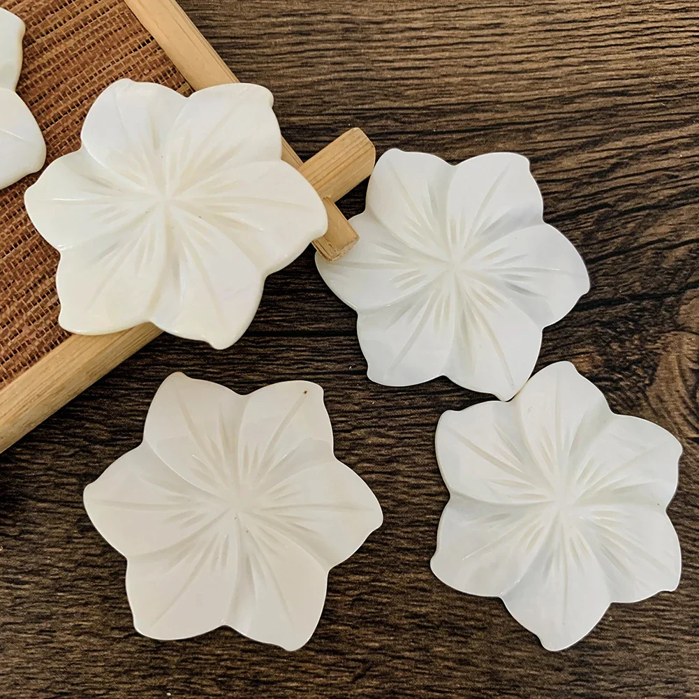 2pcs White Flower Shell Charm Mother of Pearl Delicate Loose Beads DIY Woman Earrings Hairpin Brooch Jewelry Making Accessories view 4