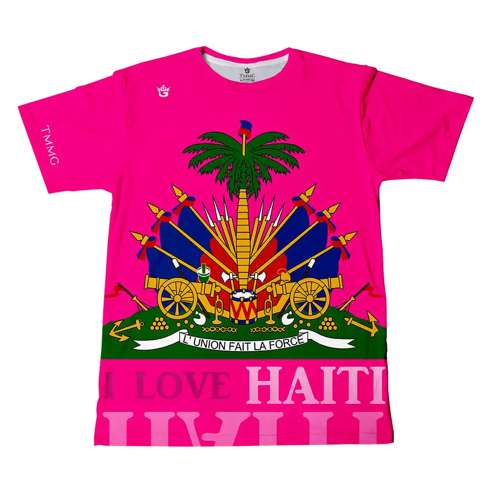 I Love Haiti National Emblem Shirt Summer Quick Drying Breathable Casual Cultural Pride Short Sleeve T-Shirt For Haitians_voghion.com