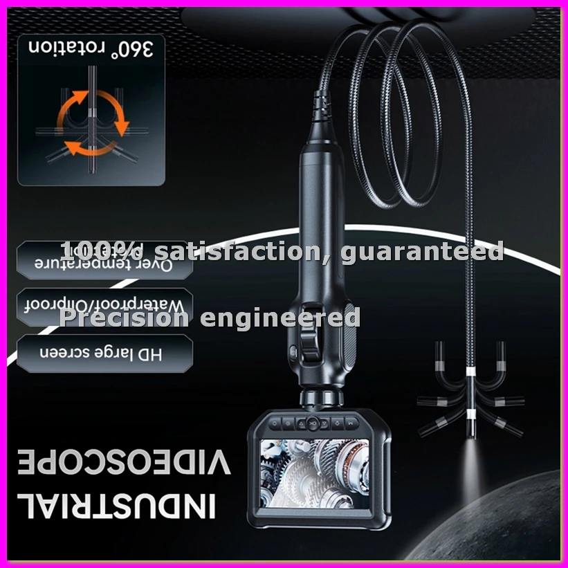 

Промышленный эндоскоп с гибким зондом 4,3 дюйма, камера-зонд для видеоинспекции с регулируемой LED-подсветкой, кабель 1 метр - ABFB