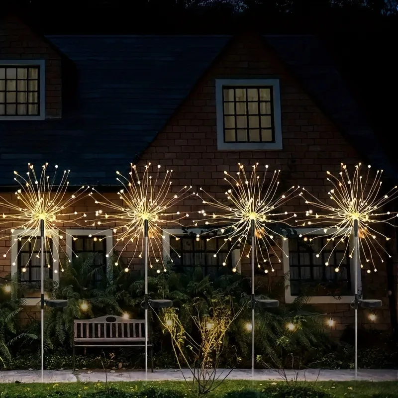Solar Lights Outdoor Decorative Copper Wire 60/200 LED Firework Light Waterproof DIY Decorating Yard Garden Patio