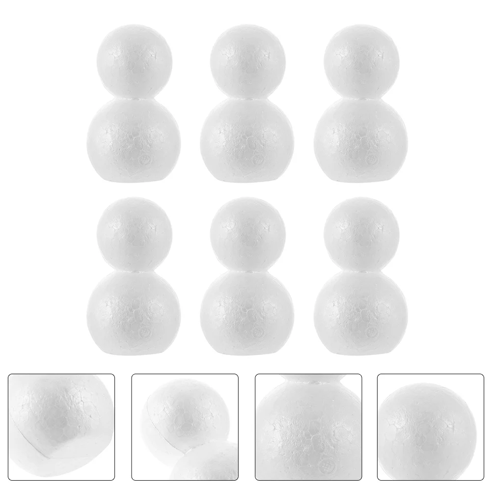 6 PCS Snowman Foam Xmas DIY Material Balls Children Christmas and Crafts for Kids Model Dining Table White Shape