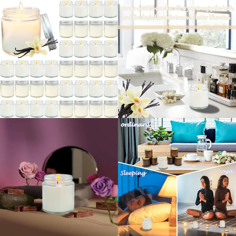 

Vanilla Scented Mini Soy Candles Set of 36, 4 Oz Aromatherapy Candles, Stress Relieving for Women, Bulk Scented Candle Collectio