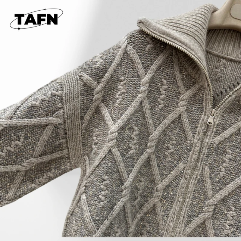 100% カシミヤ 2025 クラシックレトロスタイル カシミヤカーディガン、カジュアルな場面に最適な贅沢な暖かさ AI0316