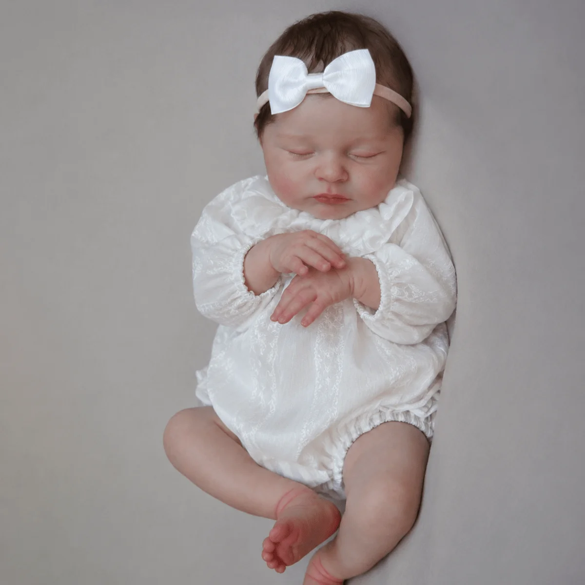 BZDOLL 48cm 19Inch Sleeping Reborn Doll Full Vinyl Body Hand-Rooted Hair Closed Eyes Doll Children Role Play Collectible Present