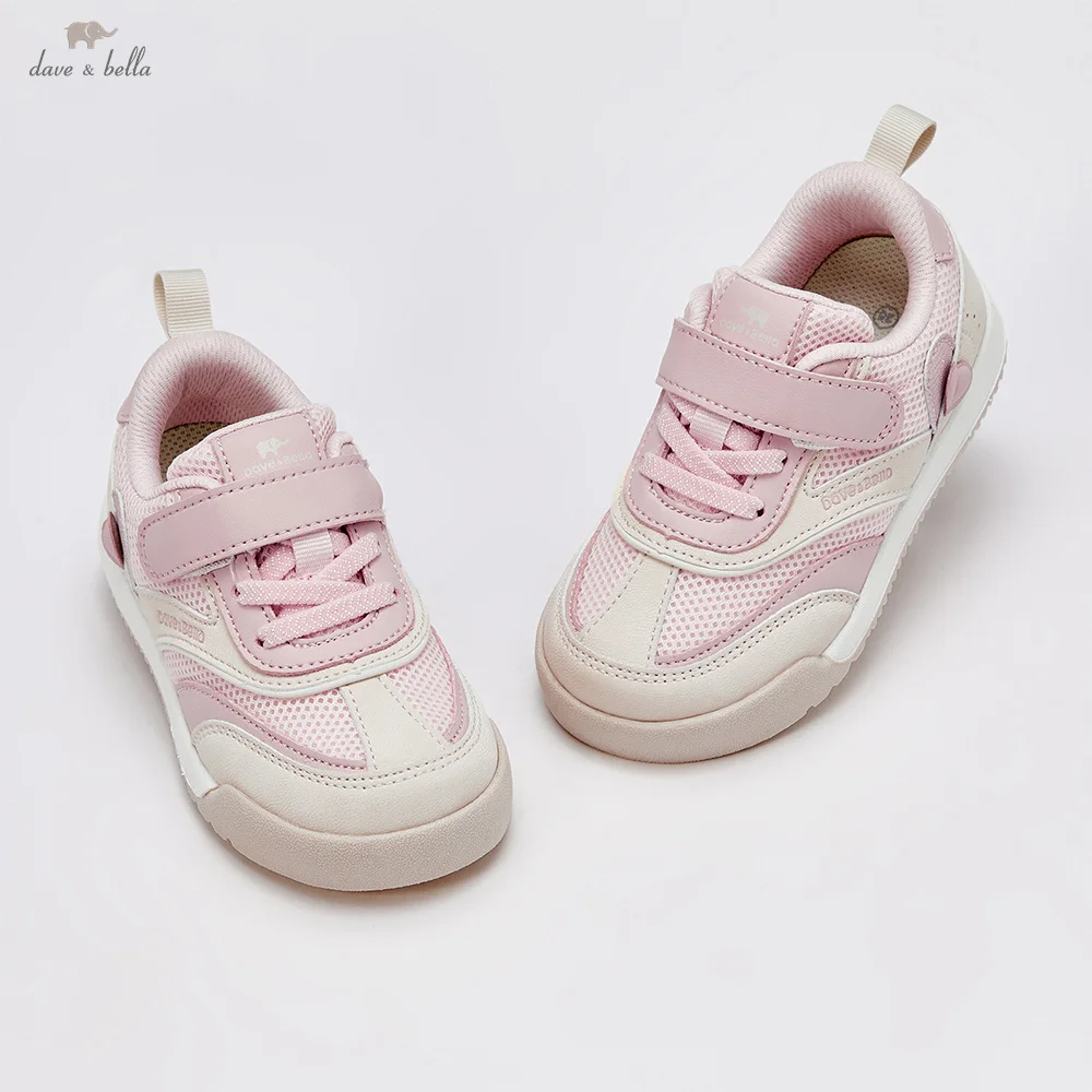 Dave Bella Children's Board Shoes Breathable Autumn Girls' Antibacterial Shoes Children's Pink Sports Shoes Outdoor DB3253433