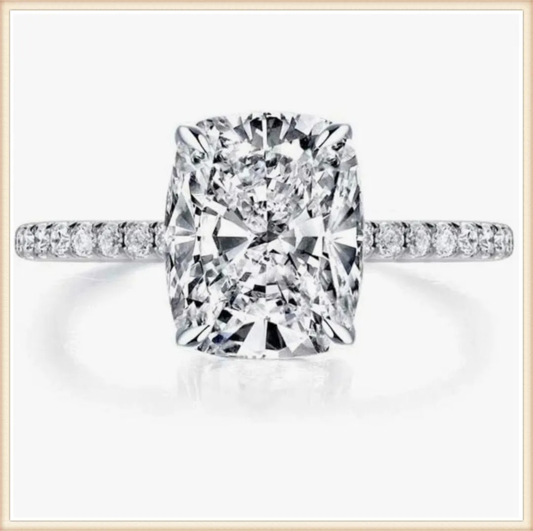 10K Gold Lab-Grown Diamond Cushion Cut 2-Carat Wedding Ring, High-End Jewelry Platinum Engagement Ring Custom Wholesale