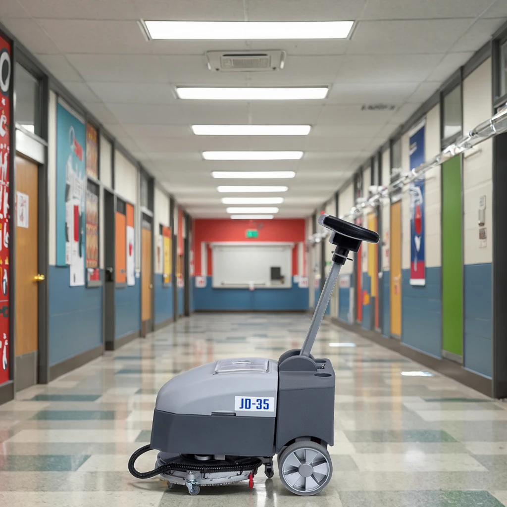 

Small Industrial Handheld Electric Floor Scrubber with 36V Battery New Side Brush for Cleaning Drying Storage Portability