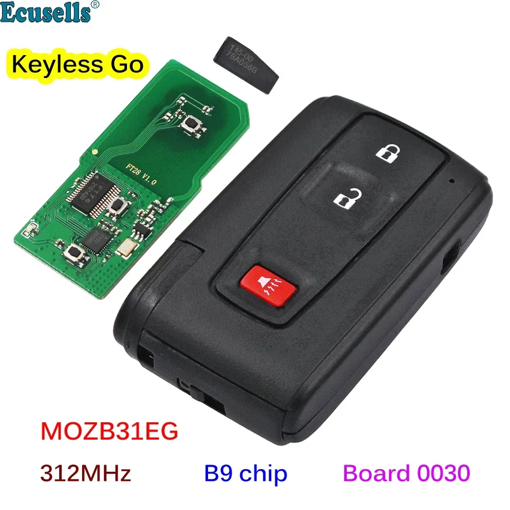 

2+1 Buttons Smart Keyless Entry Car Remote Key Fob 312MHz B9 chip for Toyota Prius 2004-2009 MOZB31EG Board 0030