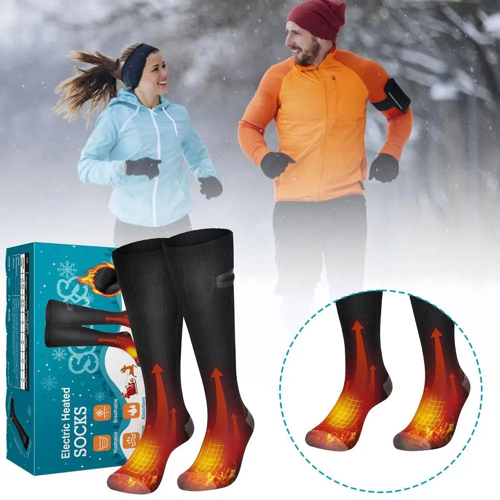 

Rechargeable Heating Socks For Men Women Winter Cold-proof Warm Feet Stockings Keep Warm Medium Large Velvet Thickening Socks