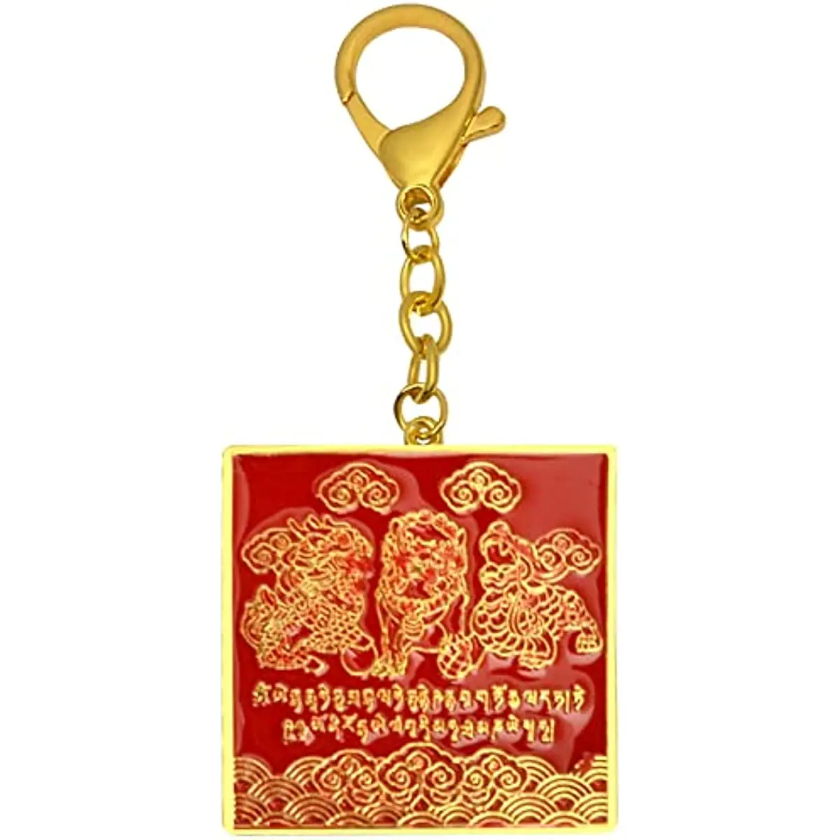 Feng Shui Three Celestial Mirror Dispel Misfortune Amulet Keychain