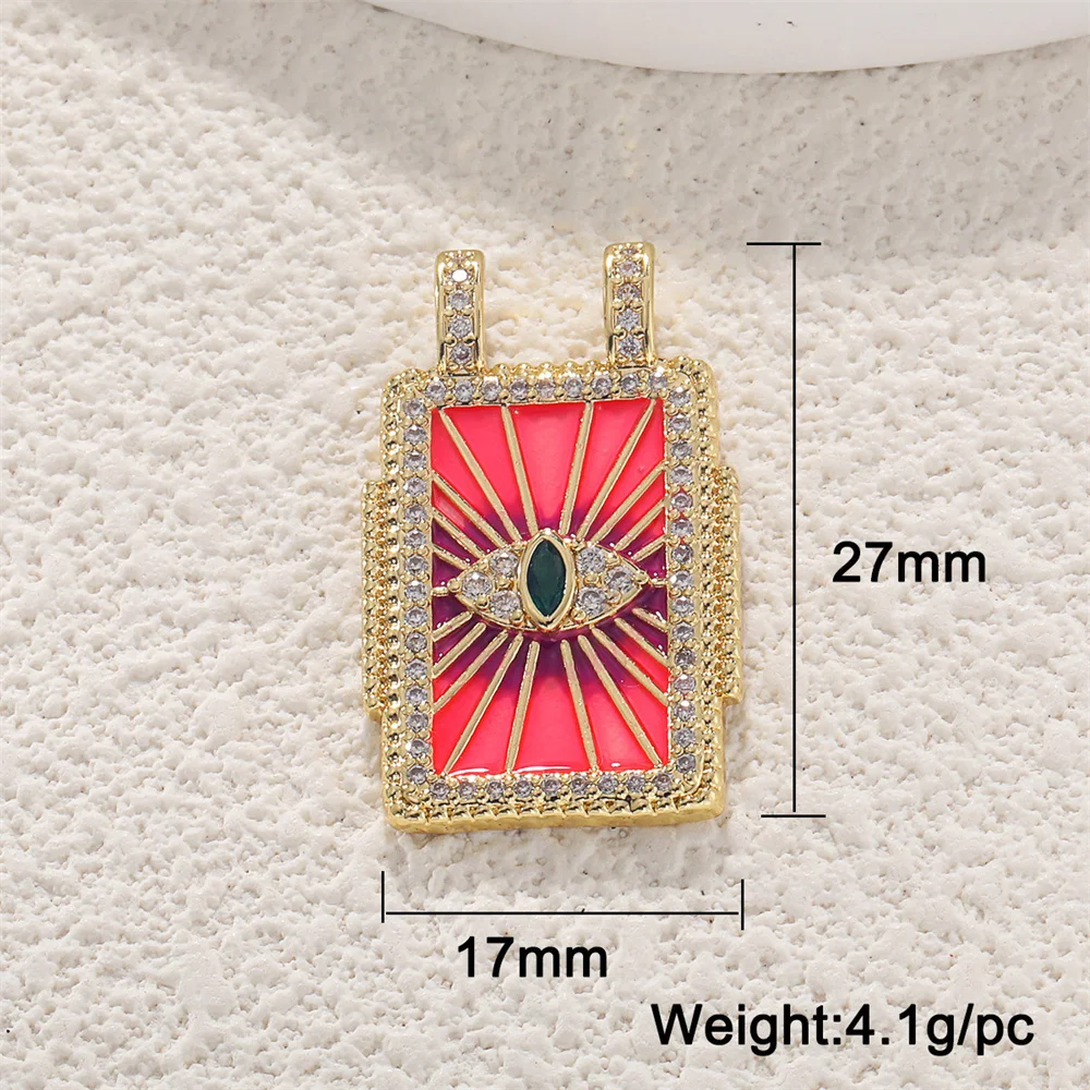 Copper Gold Plated Retro Tarot Card Square Pendants Star Sun Rainbow Eye Love Diy Jewelry  Accessories Moon Letter Heart Charms