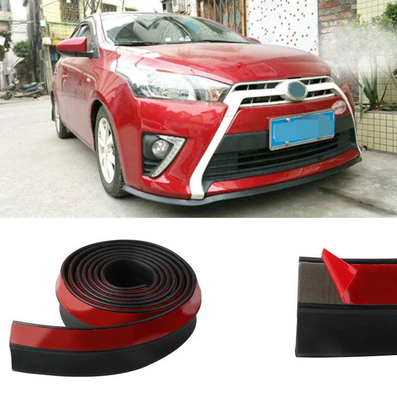 Car Front Bumper Lip Splitter Spoiler Rubber Skirt Protector Body Trim Strip Side SkirtWidth Rubber Strip Skirt Protector