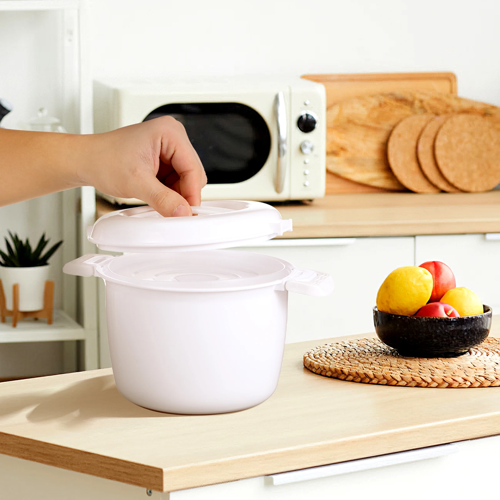 جهاز طهي الأرز الصغير ذو الميكروويف، جهاز بخار قابل للاستخدام في الميكروويف الصغير، بلاستيك قابل للميكروويف #3