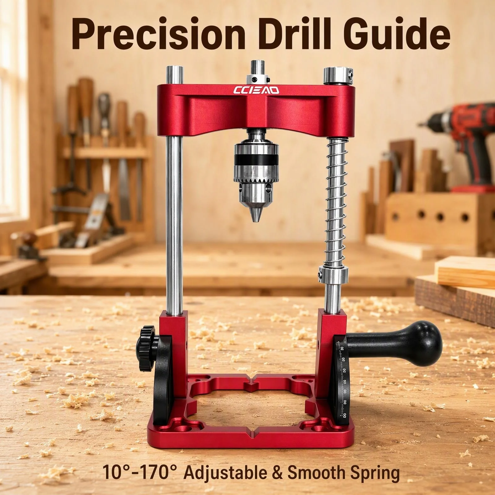 Adjustable Angle Drill Guide Portable Hand Drill Stand Aluminum Alloy Woodworking Drilling Locator Hole Jig Carpentry Tool