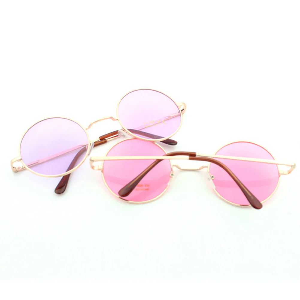 

Round Sunglasses Oversized Colored Uv400 Protection Retro Gold Frame Purple Lens Lightweight Unisex Shades Circle Glasses