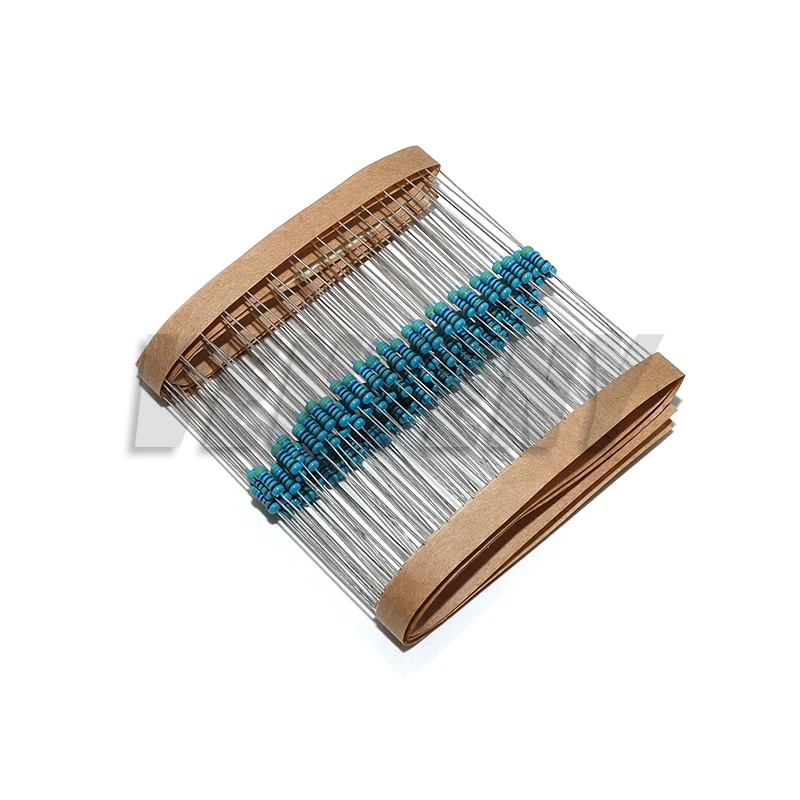 100 piezas de resistores de película metálica de 1/4W, 1R~22M, 1% de tolerancia, 100R, 220R, 1K, 1.5K, 2.2K, 4.7K, 10K, 22K, 47K, 1K5, 2K2, 4K7, 100K, 100, 220 ohmios de resistencia
