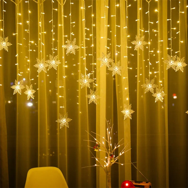 4M 96Led Weihnachten Home Decor Schneeflocke Lichterketten Indoor Weihnachten Wohnzimmer Vorhänge Dekor Weihnachten Dekorationen Lichter – Detail 12