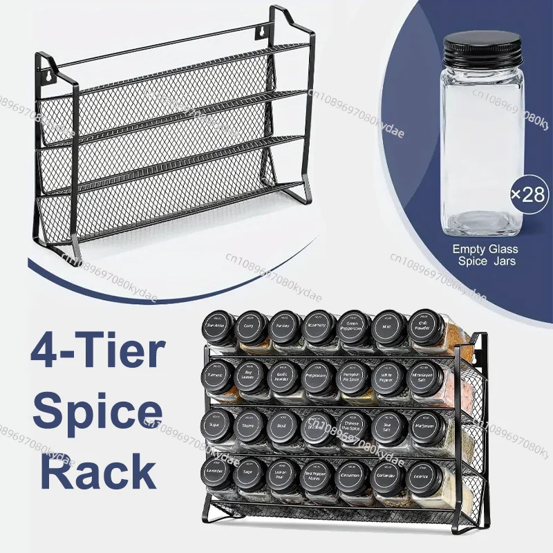 

Новая черная многоярусная железная подставка-органайзер для специй и приправ на кухонную столешницу