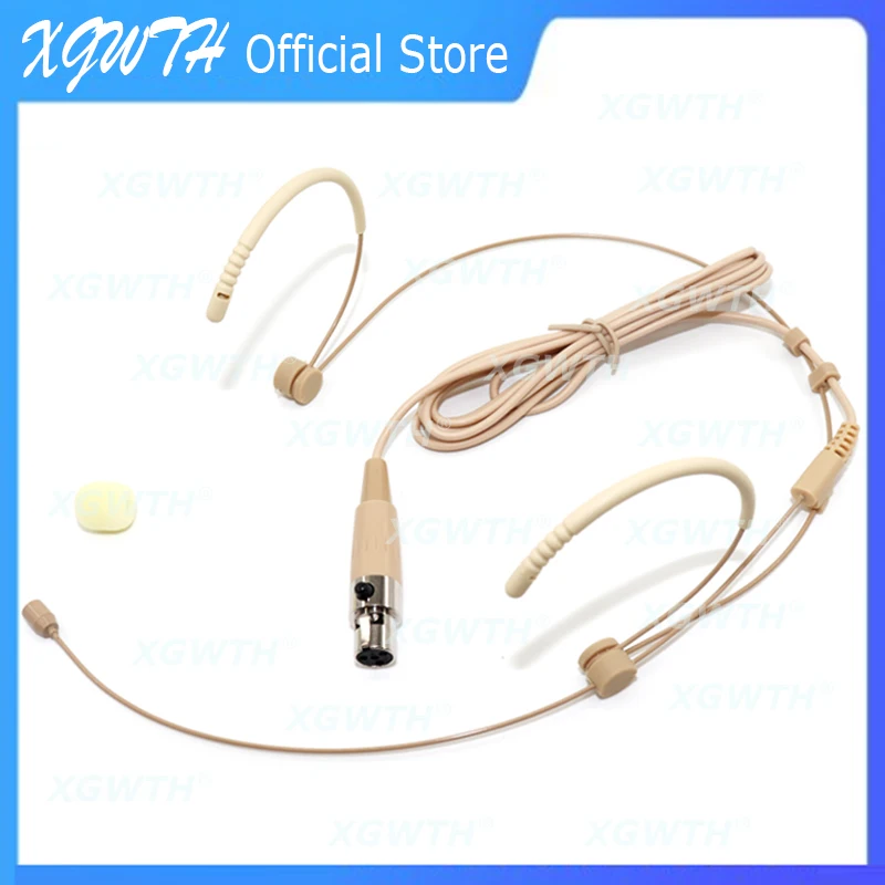 Dual Over Ear Headset Microphone Omnidirectional Condenser Headworn Mic for Shure Wireless System Bodypack Transmitter 4Pin Mini