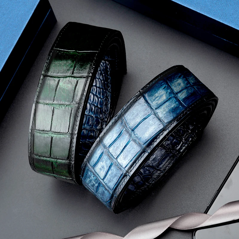 

Advanced Color two-sided Crocodile Belt Genuine Crocodile Men's Genuine Leather Belt Without Buckle Waistband
