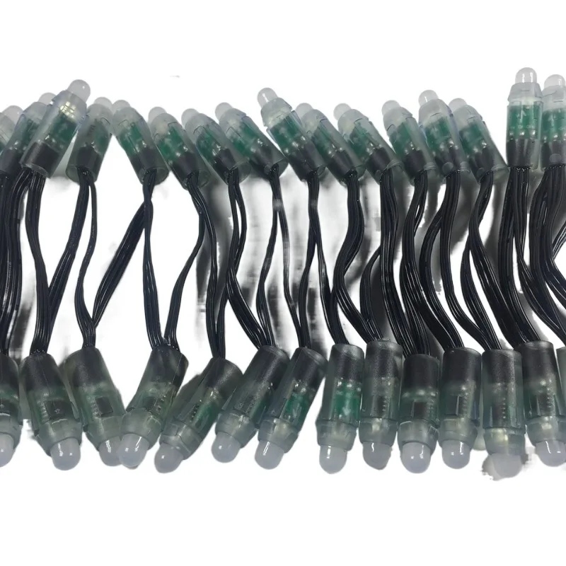 50pcs DC5V/DC12V 12mm WS2811 IC RGB Led Pixel Module String Black wire Waterproof IP68 Digital Full Color LED Pixel Light