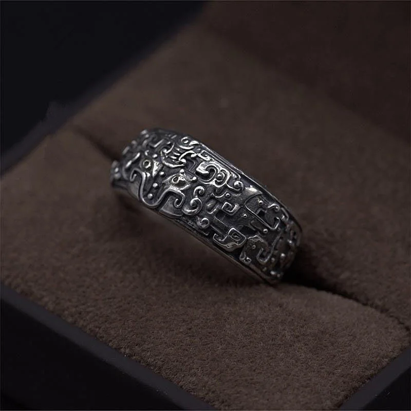 Ring S925 Silver Male Hand Accessories Personality Beast Open Ring For Men Jewelry Personality Finger Accessories For Boyfriend