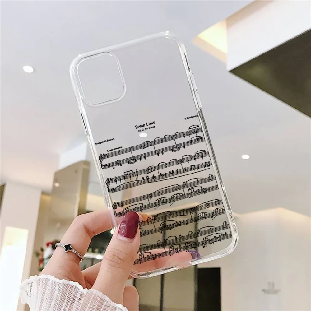 IPhone用透明ケース,モデル15, 11, 13, 14 pro,max,7,8 plus,x,xr,xs,max,mini,有名な曲用ケースピアノスコア、2020