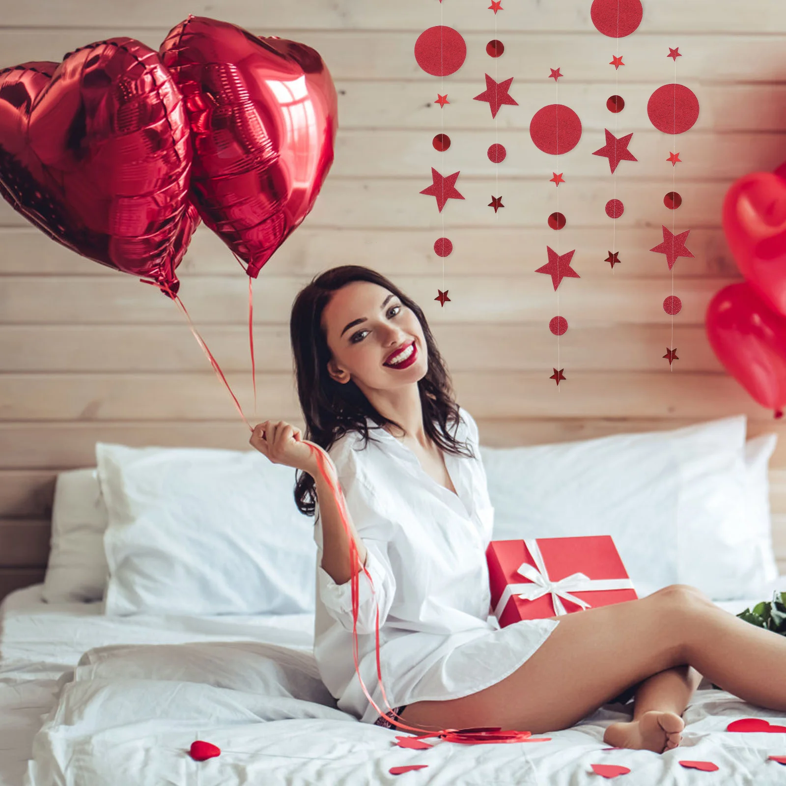 

2Sets Star Garland Hanging Decoration Paper Star Bunting Wedding Birthday Baby Shower Anniversary Party Banner