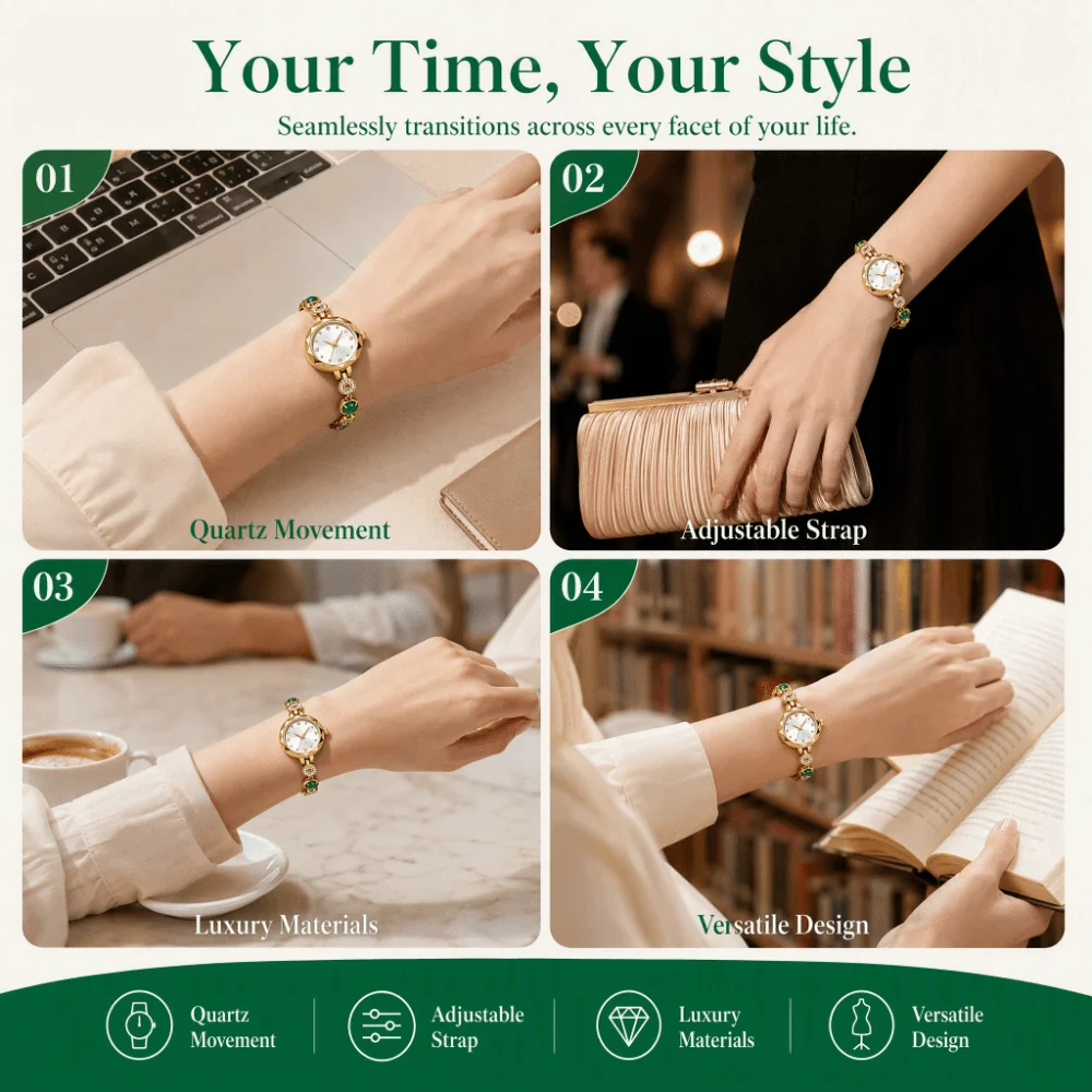 Exquisite Women's Bracelet Watch Vintage Adjustable Flower Quartz Wristwatch Decorative Waterproof Vintage Female Clock